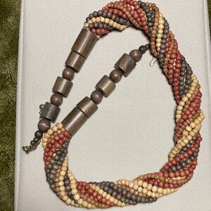 Multi-Strand Twisted Wooden Bead 31" Necklace